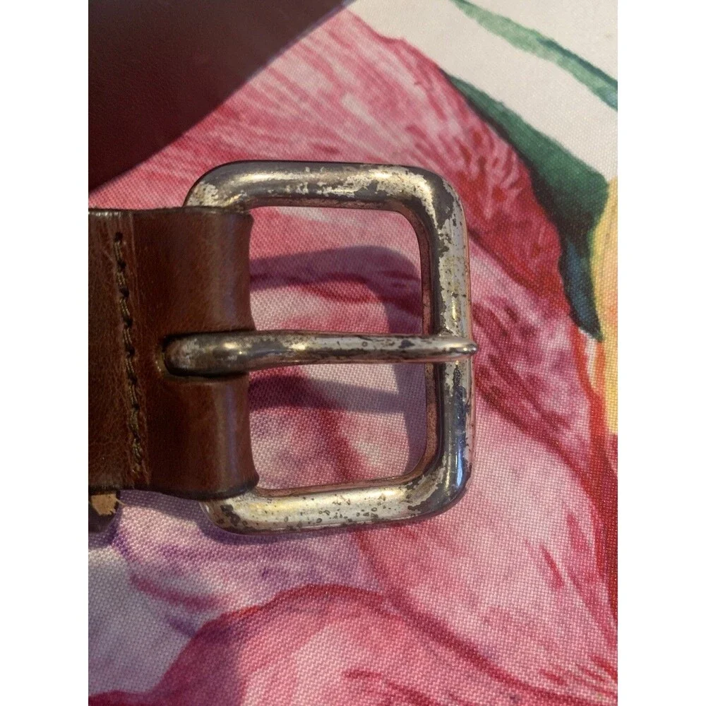 EXPRESS Men's Brown Italian Leather Single Prong Distressed Belt Sz Small